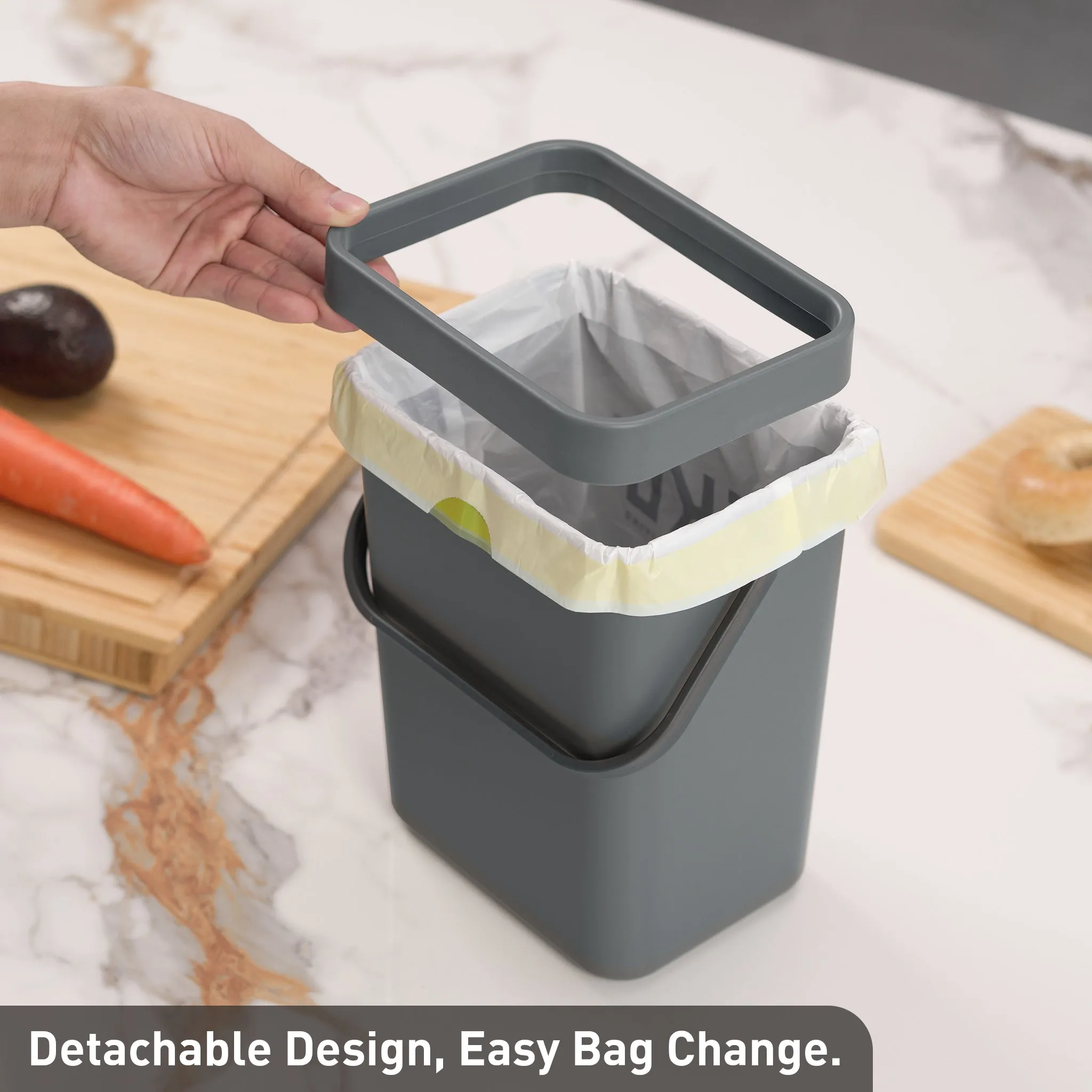 Puro Compost Bin with Lid - Dark Gray 3L / 0.79 Gal