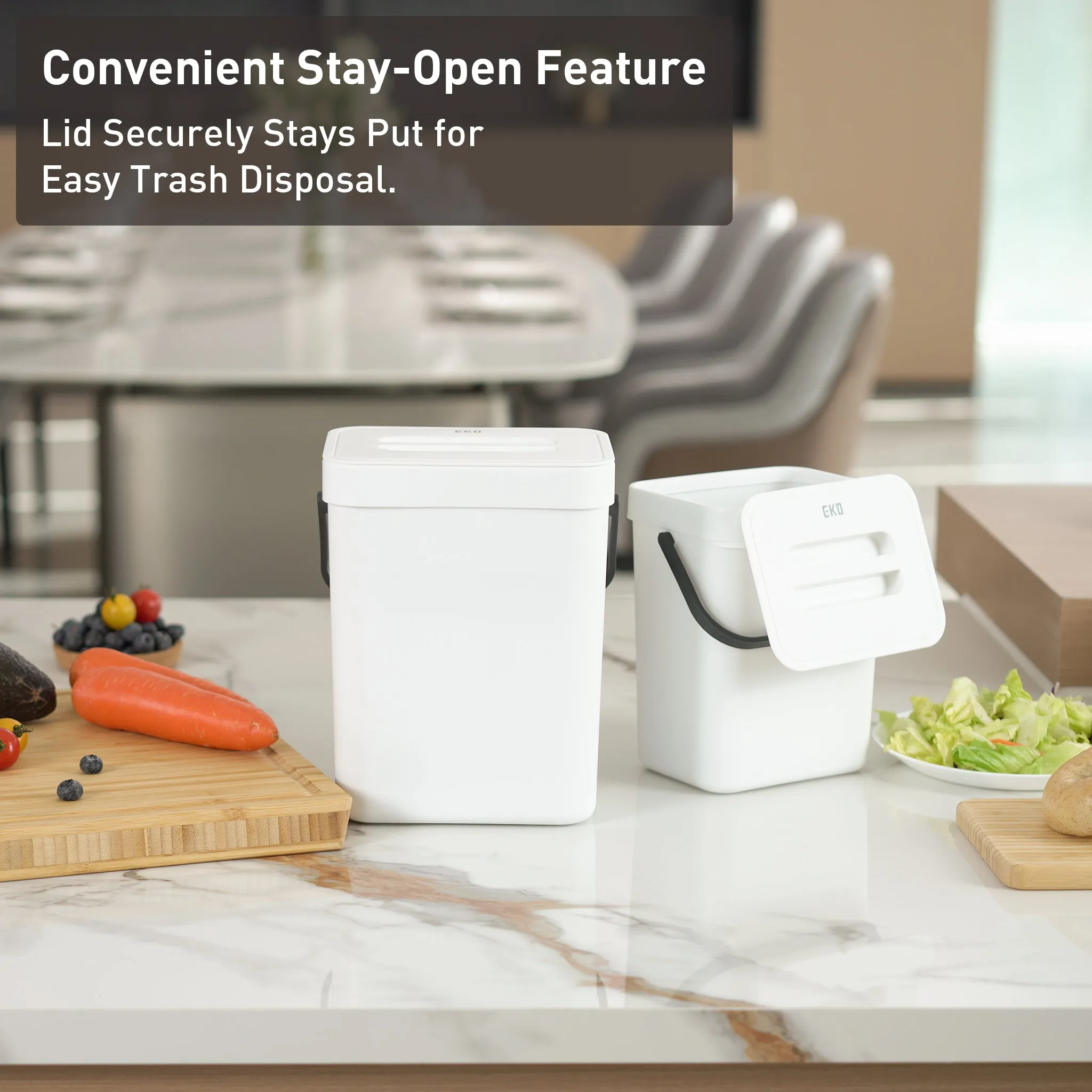Puro Compost Bin with Lid - White 3L / 0.79 Gal