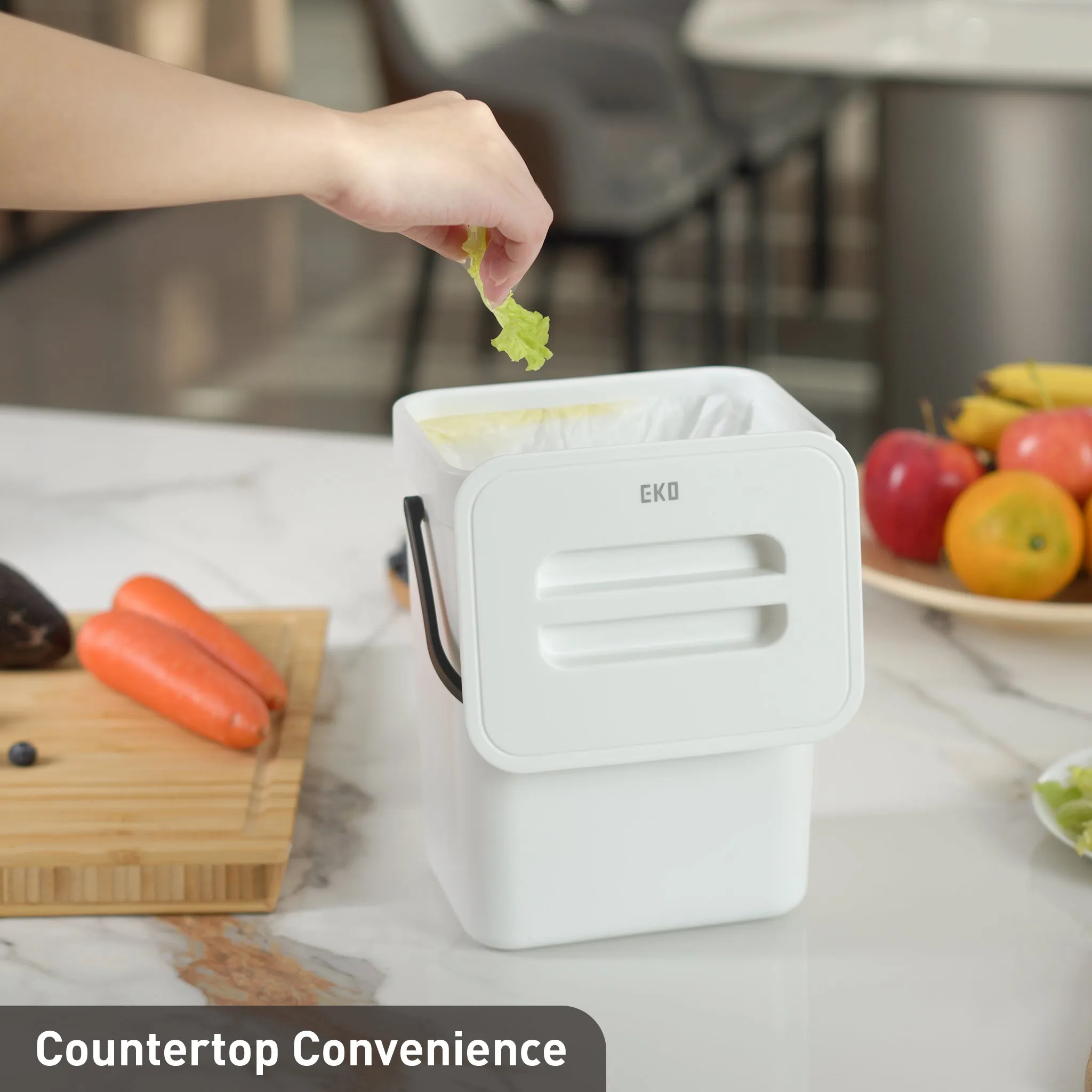 Puro Compost Bin with Lid - White 5L / 1.32 Gal