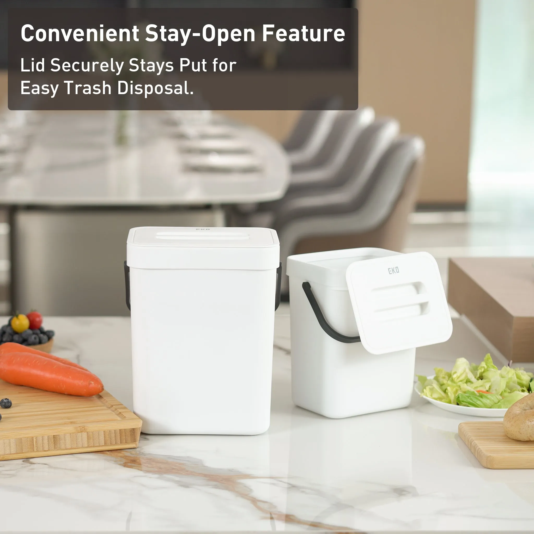 Puro Compost Bin with Lid - White 5L / 1.32 Gal