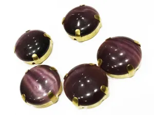 Purple Circular Glass Stone with Catcher (16 mm)