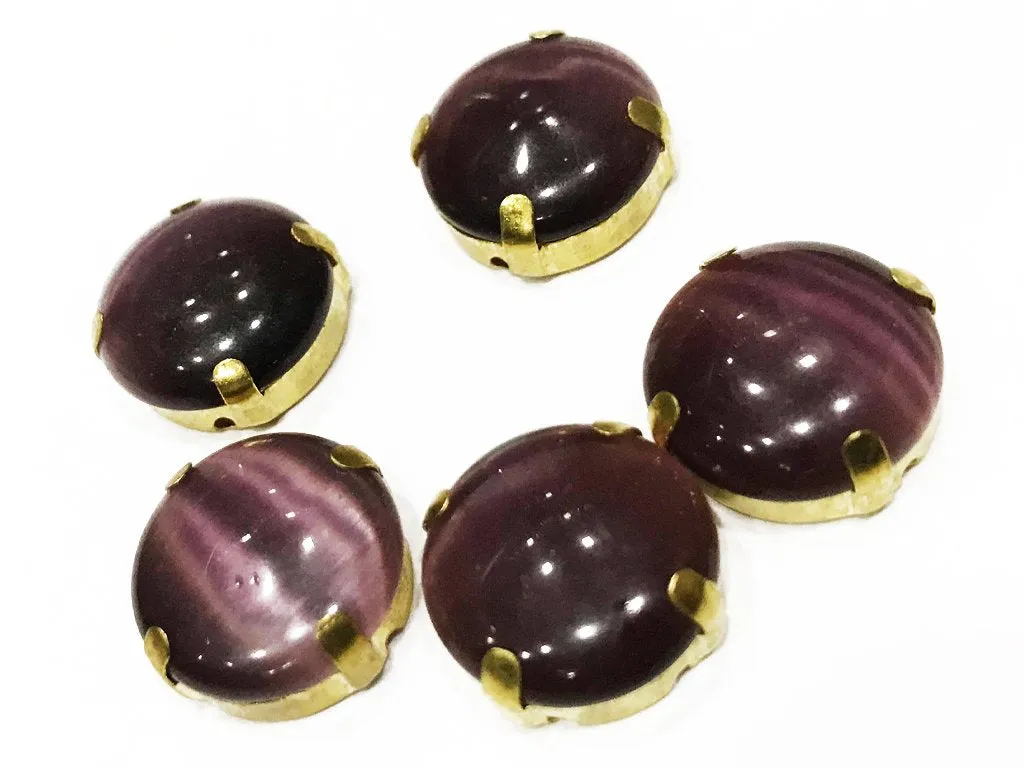 Purple Circular Glass Stone with Catcher (16 mm)