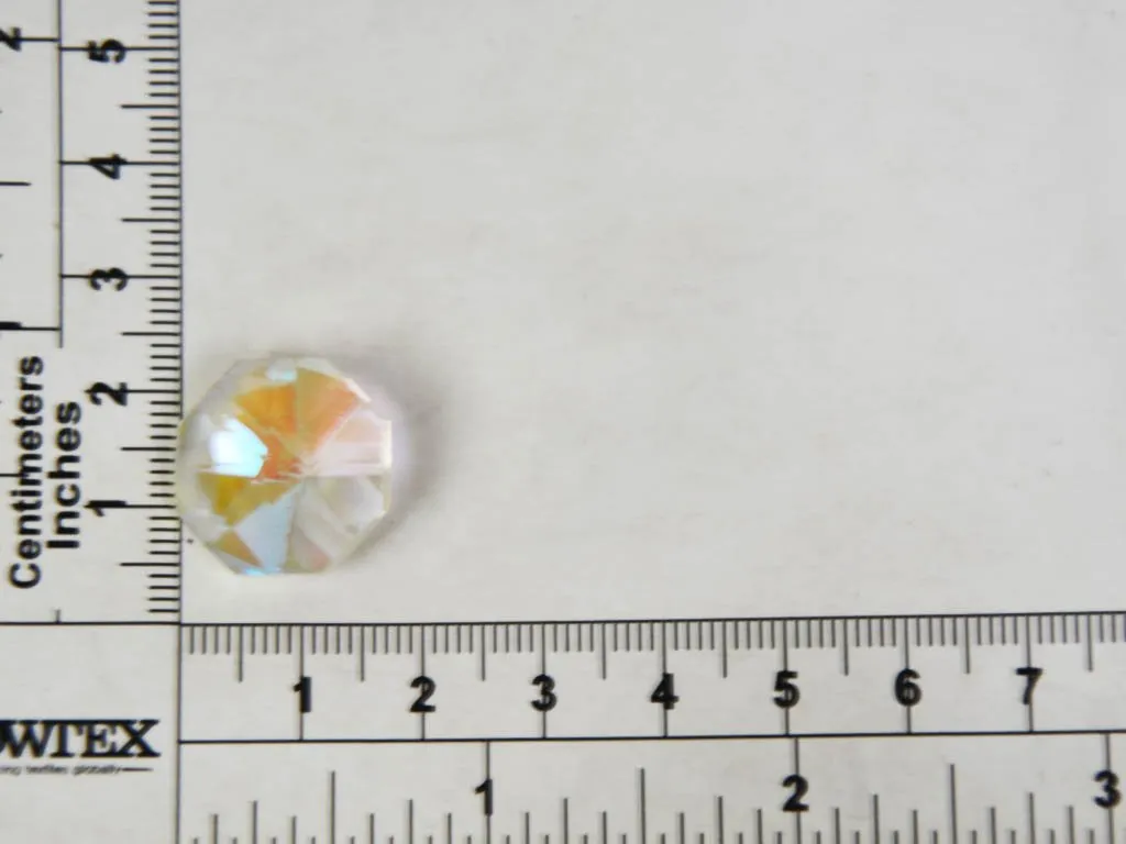 Rainbow White Octagonal Faceted Glass Stone