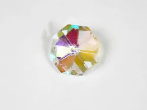 Rainbow White Octagonal Faceted Glass Stone