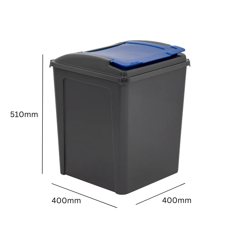 Recycling Bin with Coloured Lid and Choice of Sticker - 50 Litre
