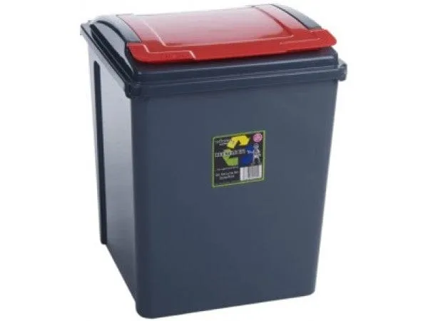 Recycling Bin with Coloured Lid and Choice of Sticker - 50 Litre