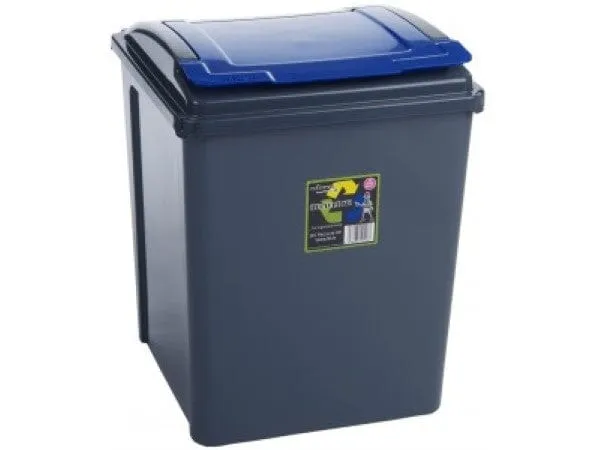Recycling Bin with Coloured Lid and Choice of Sticker - 50 Litre