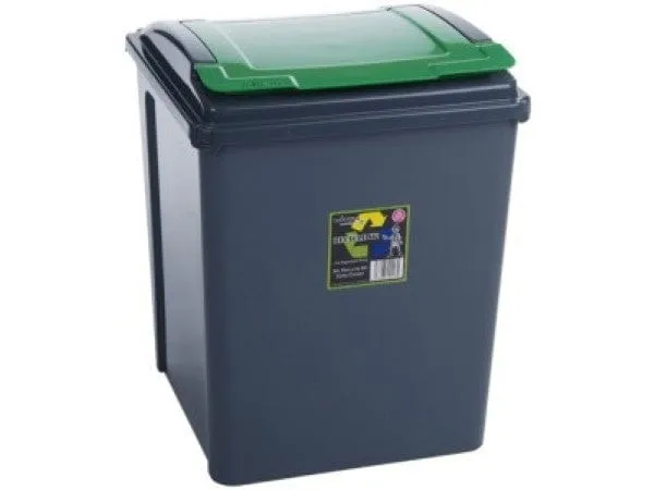 Recycling Bin with Coloured Lid and Choice of Sticker - 50 Litre