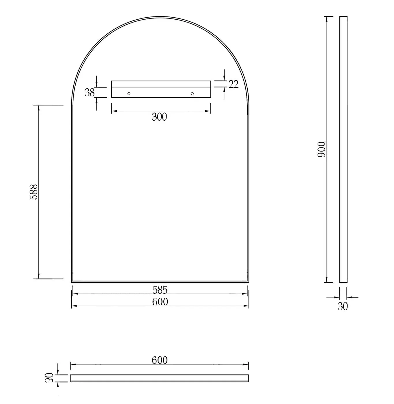 Rhodes Black Arch Mirror