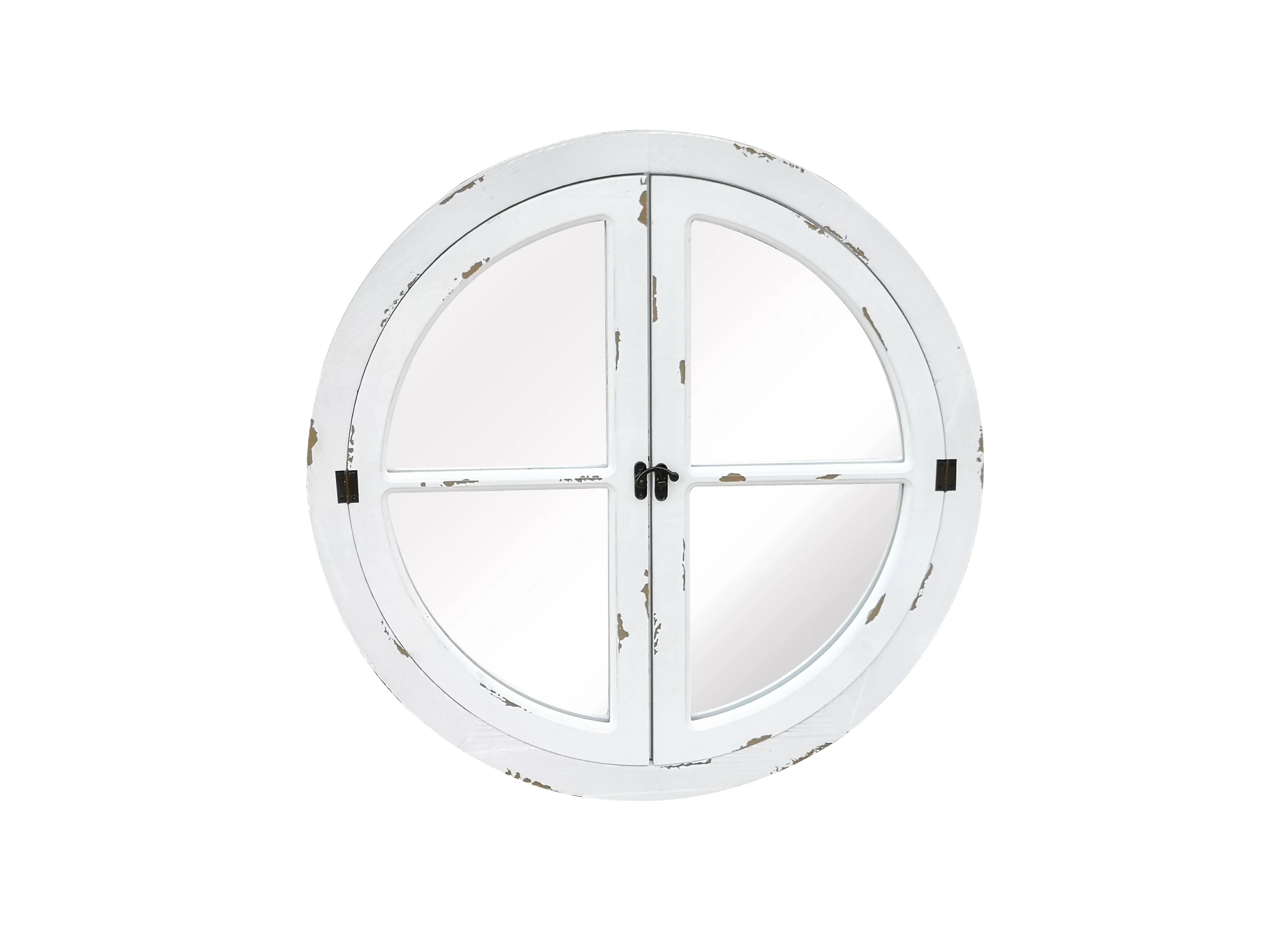 Round Window Mirror/Garden Mirror /Decorative Mirror-Distressed White