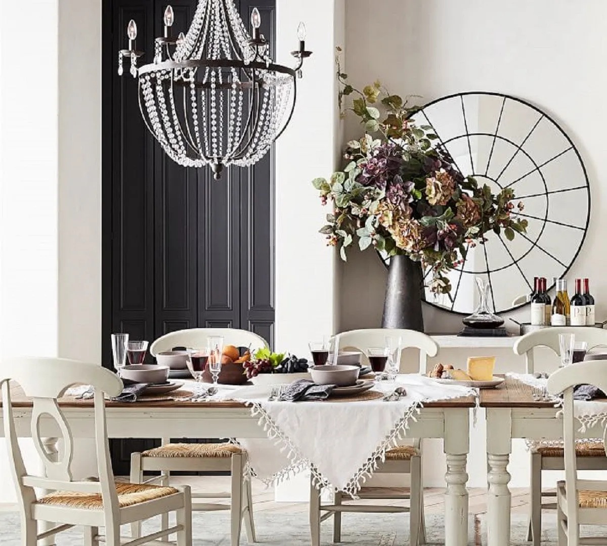 Round Window Mirror/Industrial Metal Mirror, Black