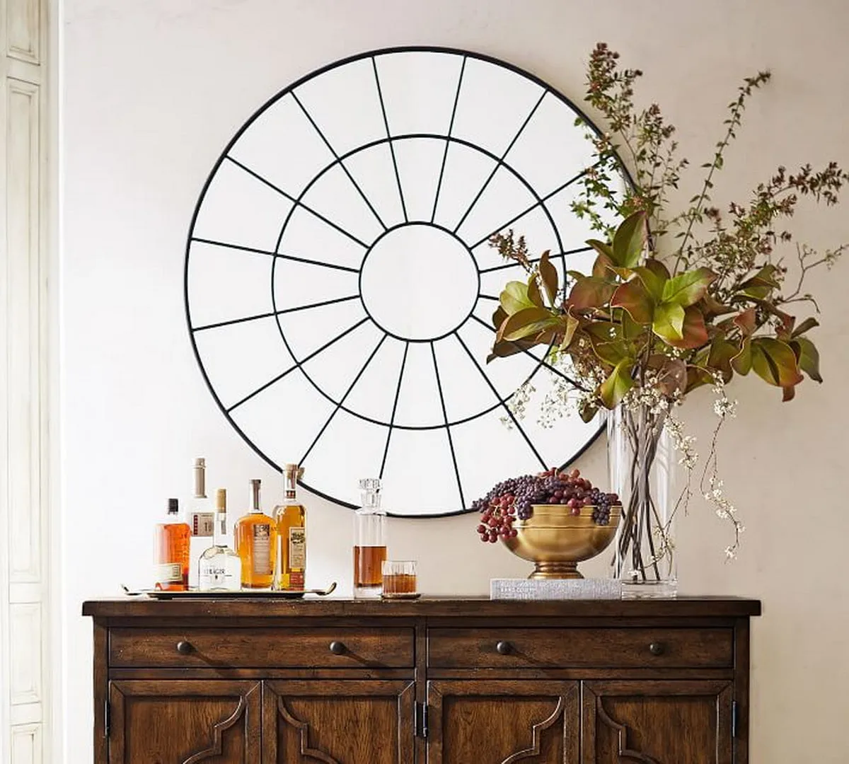 Round Window Mirror/Industrial Metal Mirror, Black