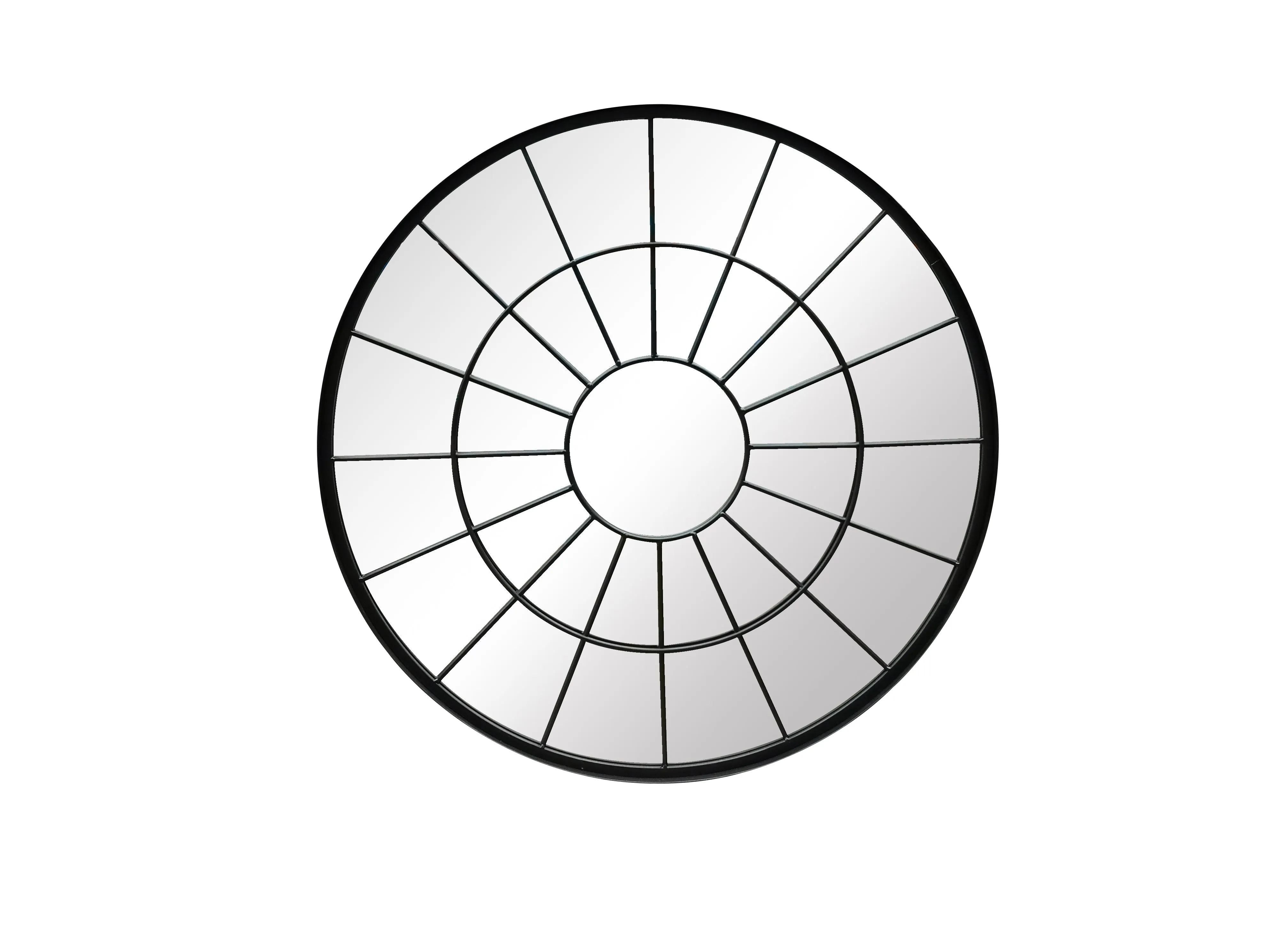 Round Window Mirror/Industrial Metal Mirror, Black