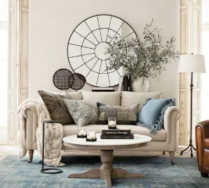 Round Window Mirror/Industrial Metal Mirror, Black
