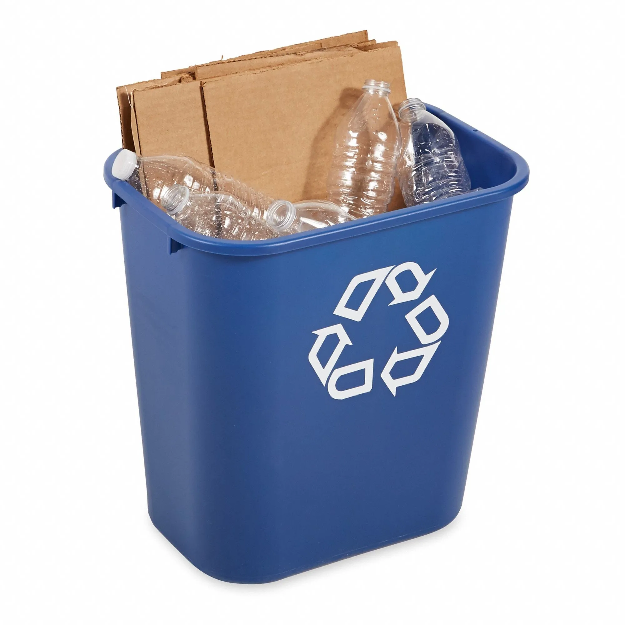 Rubbermaid 7 gal Rectangular Recycling Wastebasket, Plastic, Blue - FG295673BLUE