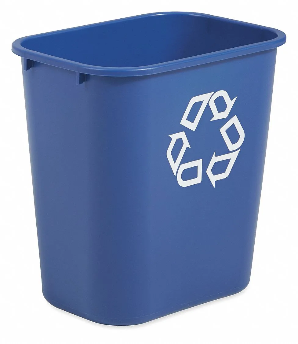 Rubbermaid 7 gal Rectangular Recycling Wastebasket, Plastic, Blue - FG295673BLUE