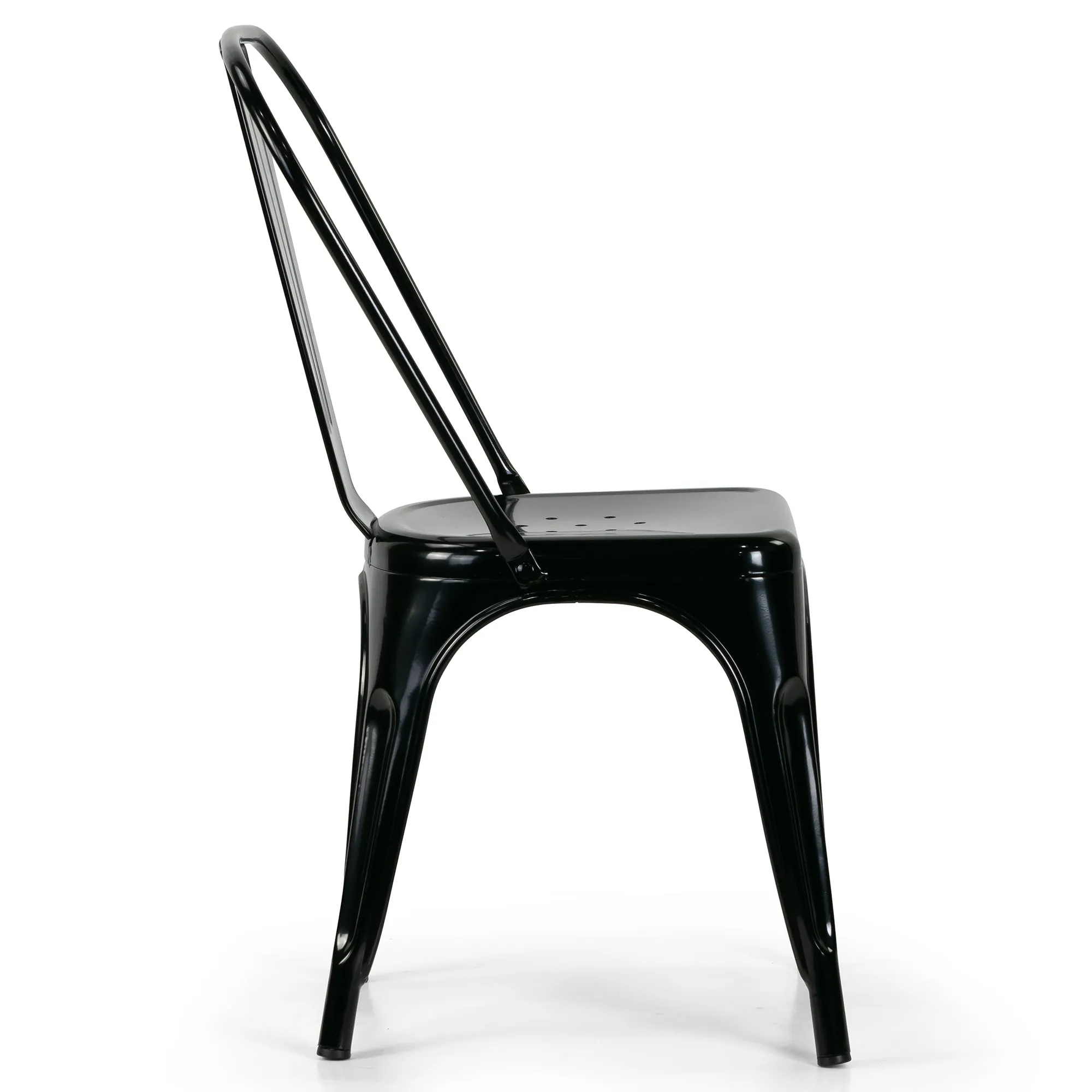Set of 2 Bash Black Metal Dining Chairs with High Back