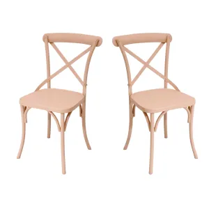(Set of 2) off White Orange Black Metal Exotic Hue Chair