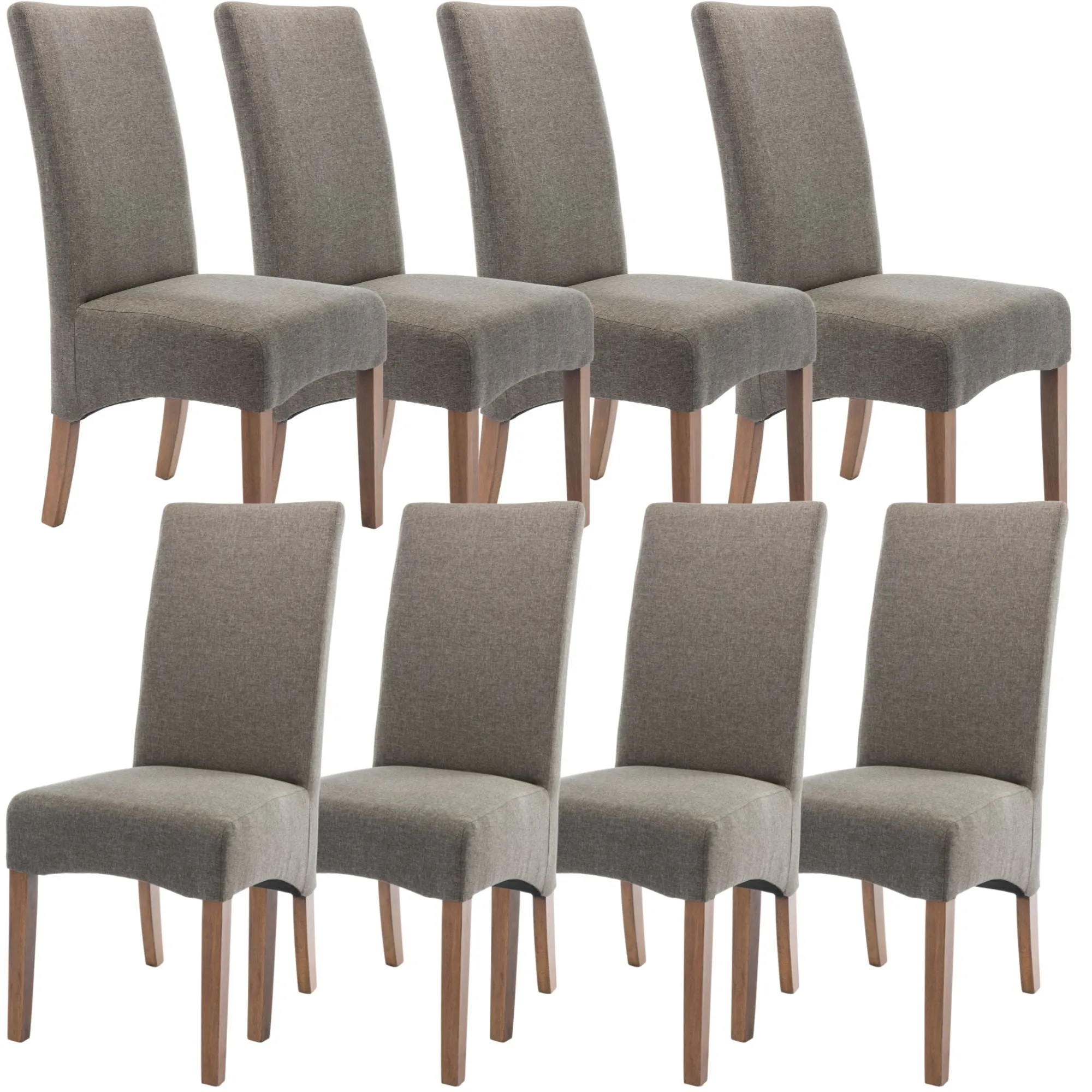 Set of 8 Solid Fabric Upholstered Dining Chair Pine Wood Furniture - Grey