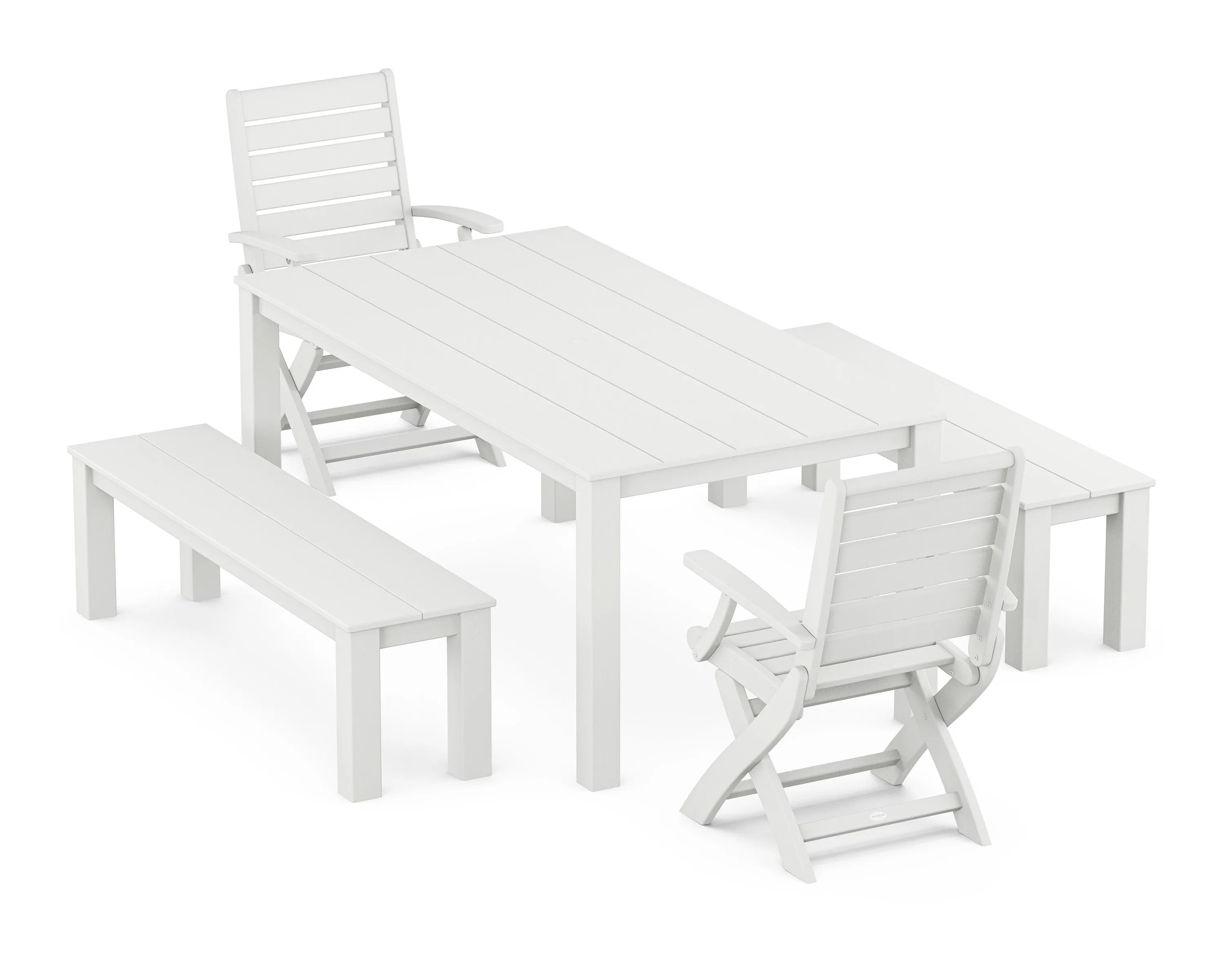 Signature Folding Chair 5-Piece Parsons Dining Set with Benches