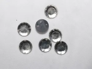 Silver 2 Hole Circular Glass Stones-16 mm