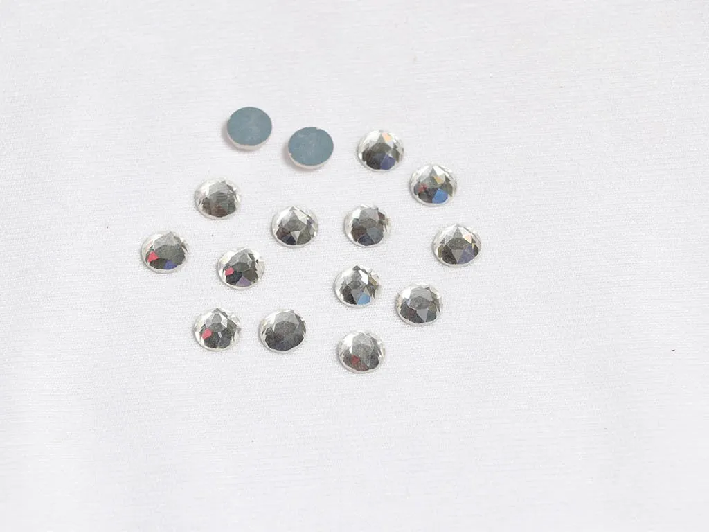 Silver Circular Glass Stones - 8 mm