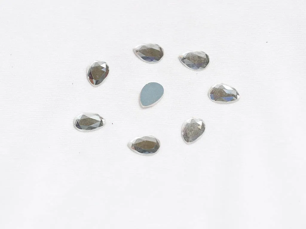 Silver Drop Glass Stones - 14x10 mm
