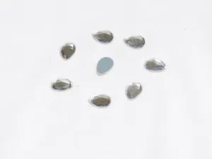 Silver Drop Glass Stones - 14x10 mm