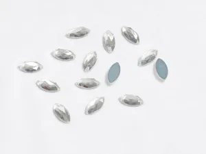 Silver Flat Eye Glass Stones - 15x7 mm