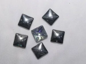 Silver Matte Square Glass Stones- 14x14 mm
