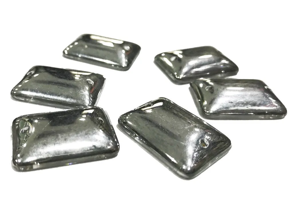 Silver Rectangular Metallic Glass Stones (25x18 mm)