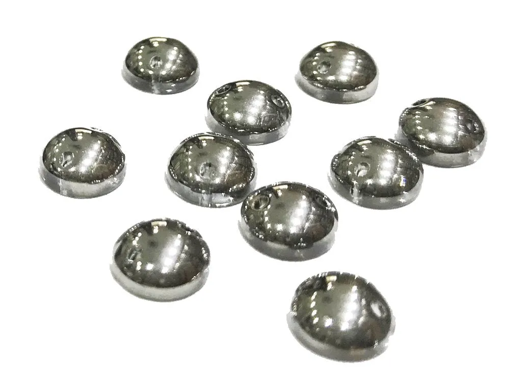 Silver Round Rivoli Metallic Glass Stones (8 mm)