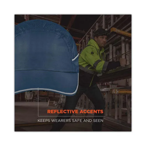 Skullerz 8965 Lightweight Bump Cap Hat With Led Lighting, Long Brim, Navy, Ships In 1-3 Business Days