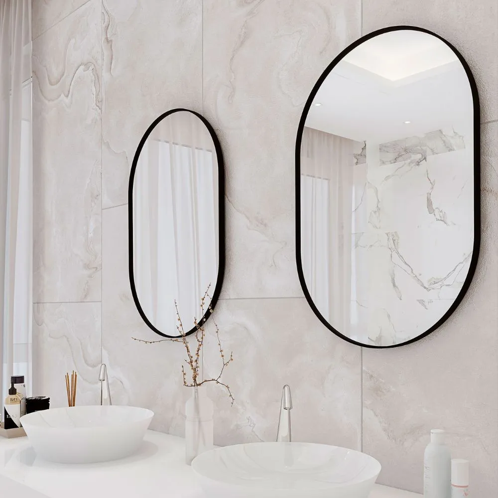 Sofia Matt Black Oval Mirror