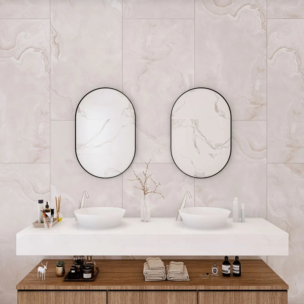 Sofia Matt Black Oval Mirror