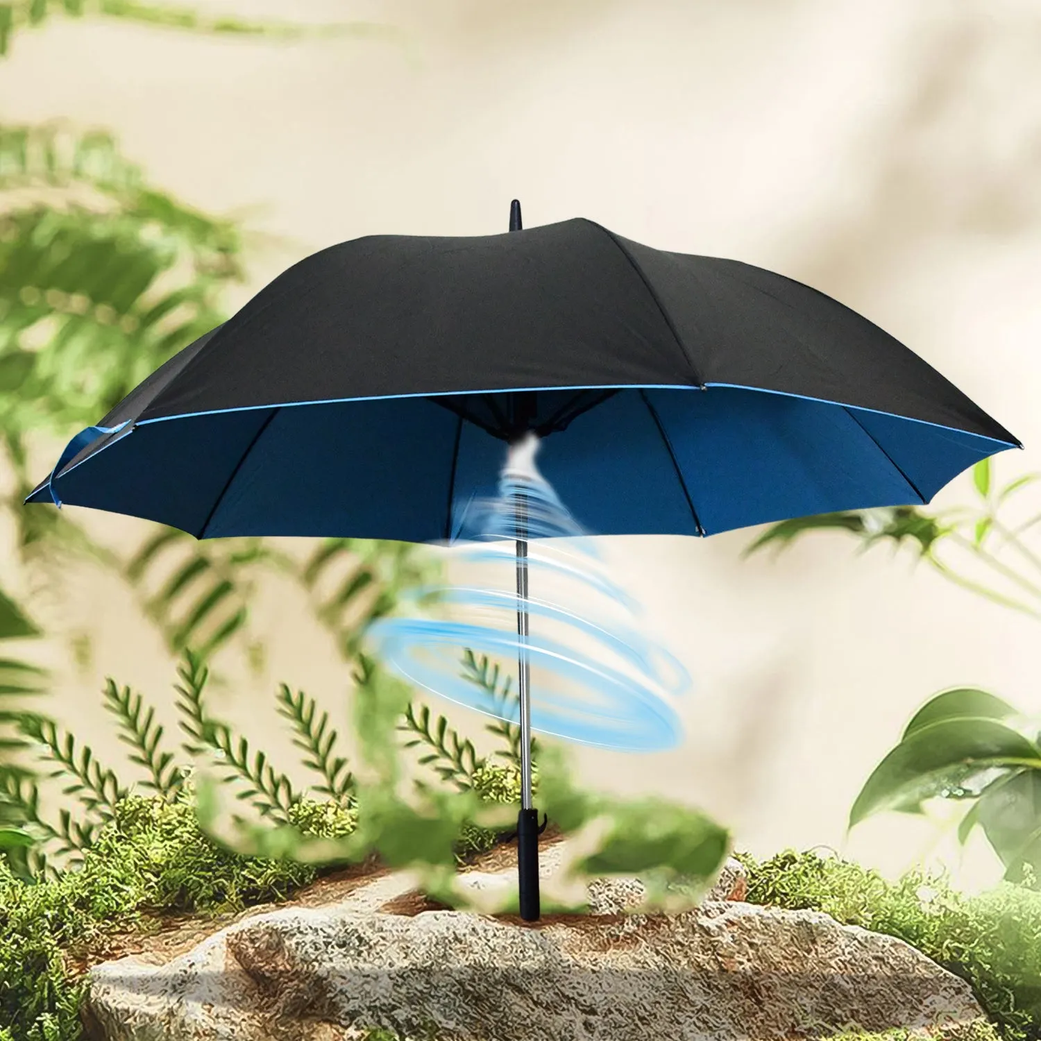 Sun Umbrella with Inside Fan & Power Bank for Summer