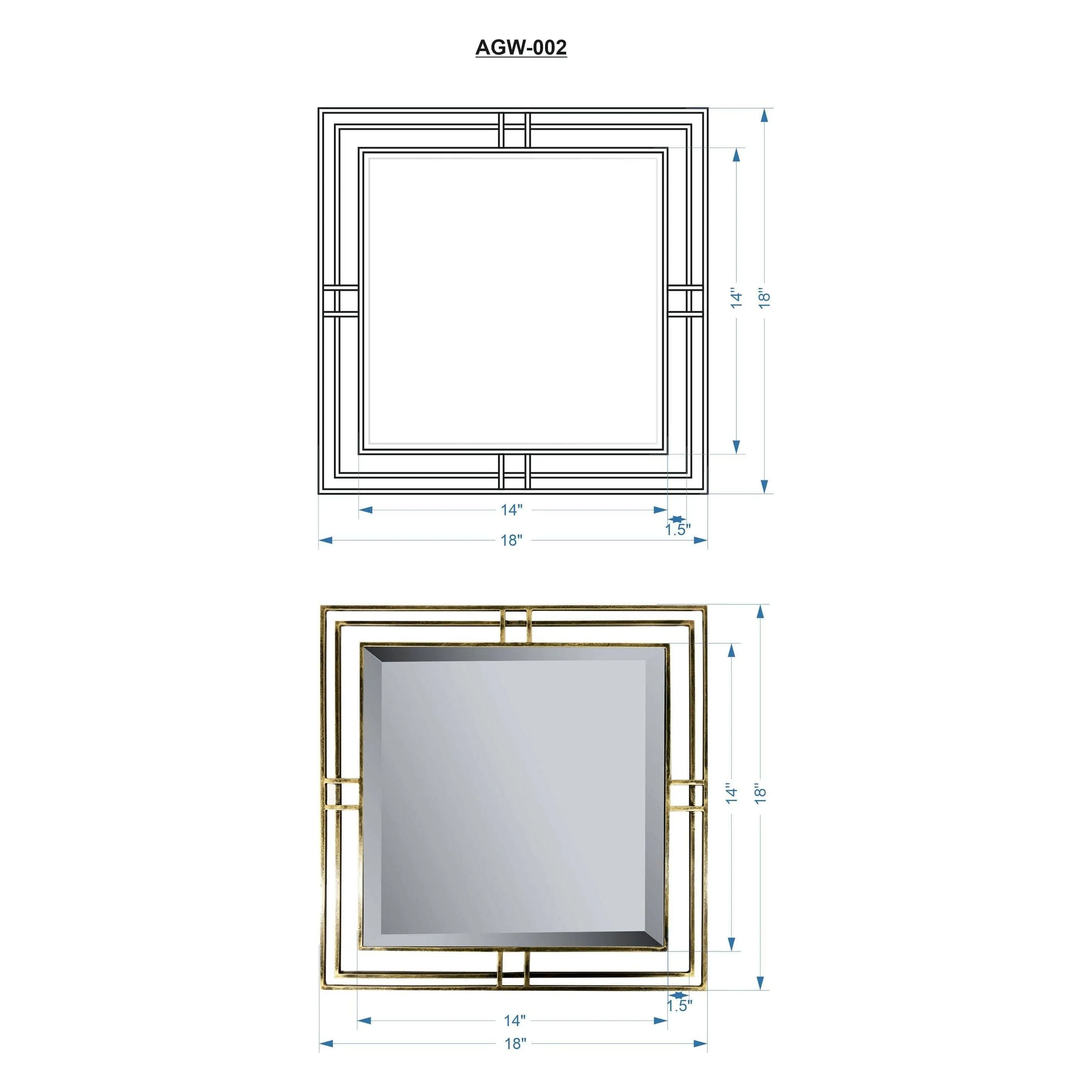 Surya Alpenglow 18" Square Hand-Painted Wall Mirror