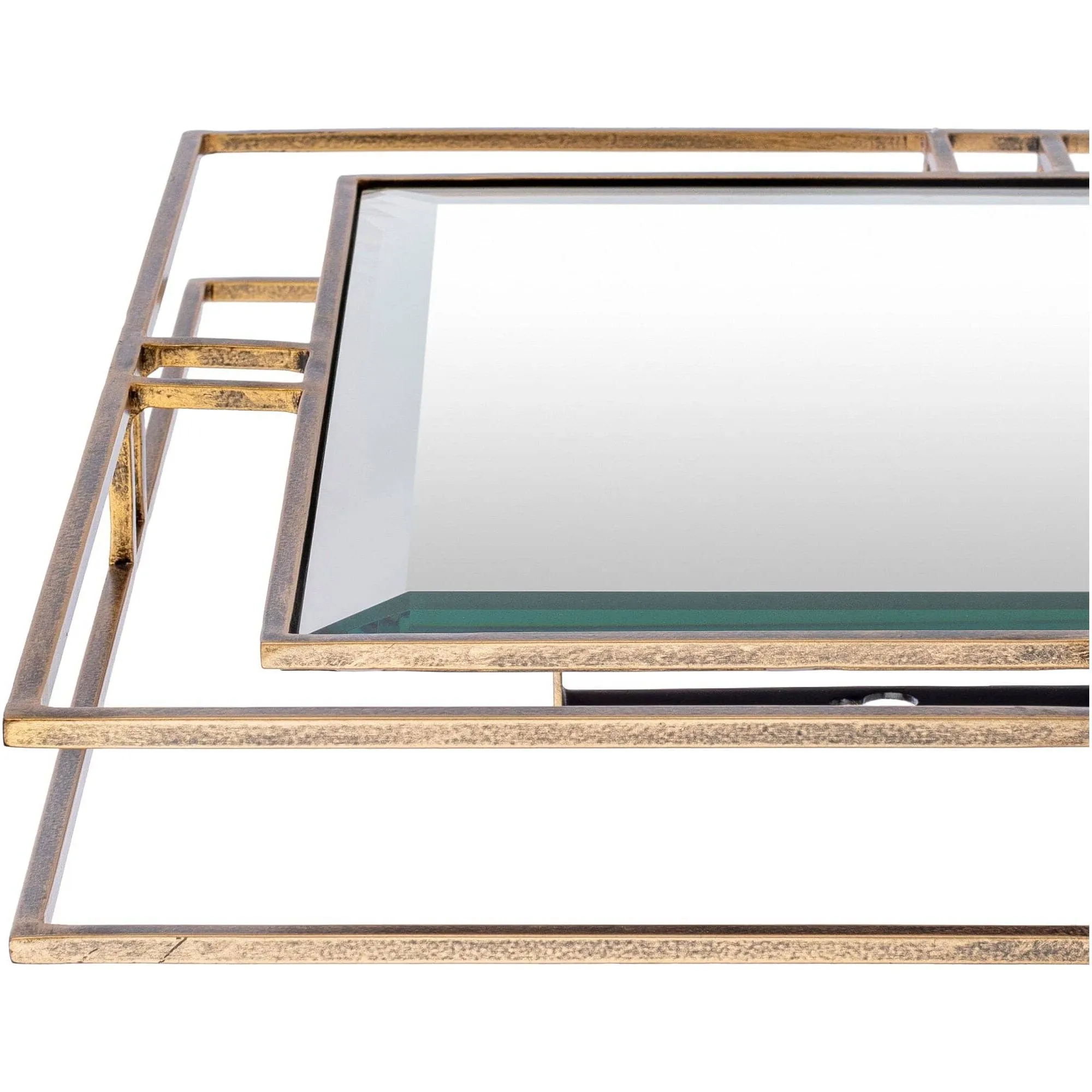 Surya Alpenglow 18" Square Hand-Painted Wall Mirror