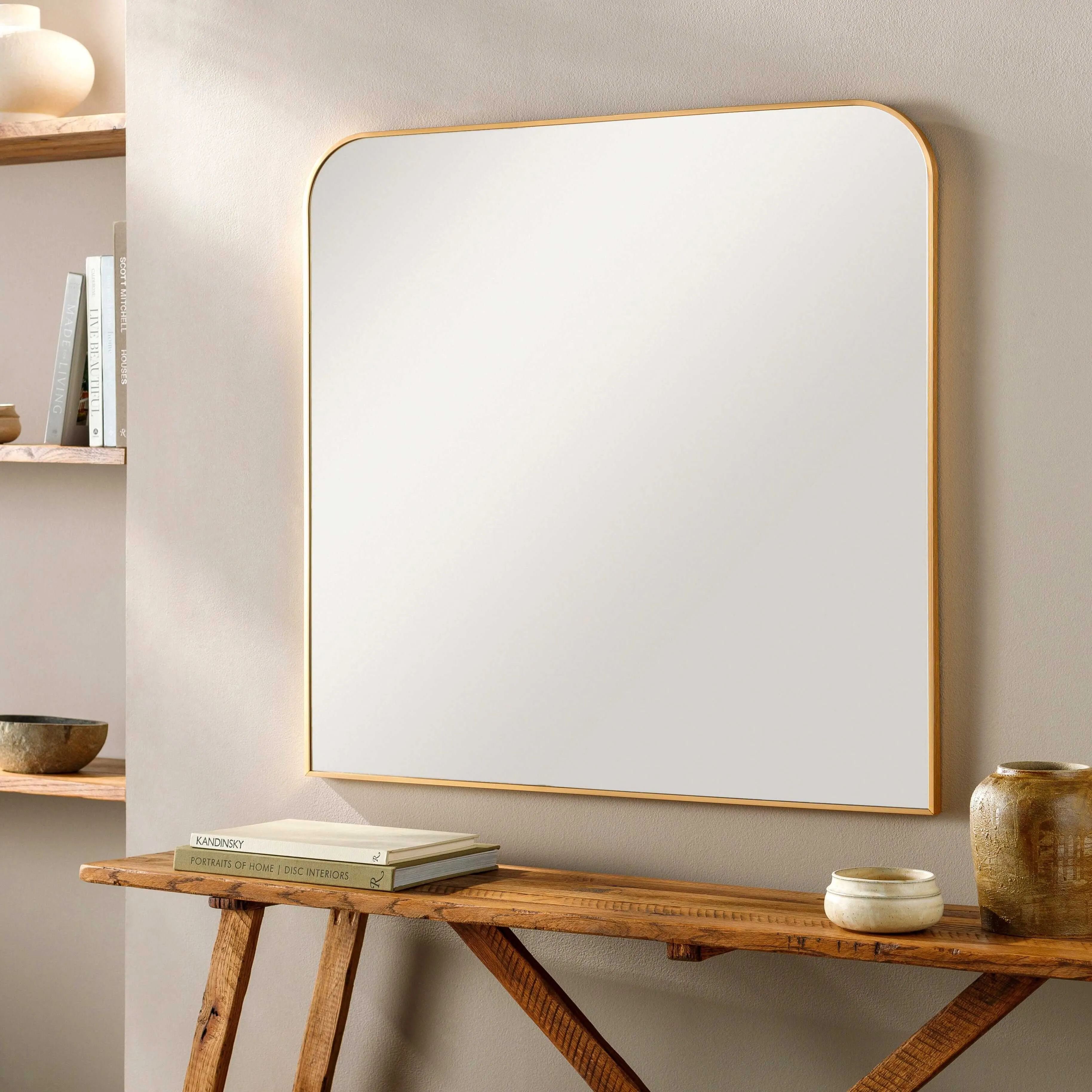 Surya Aranya Brushed Gold Wall Mirror 36W x 35H