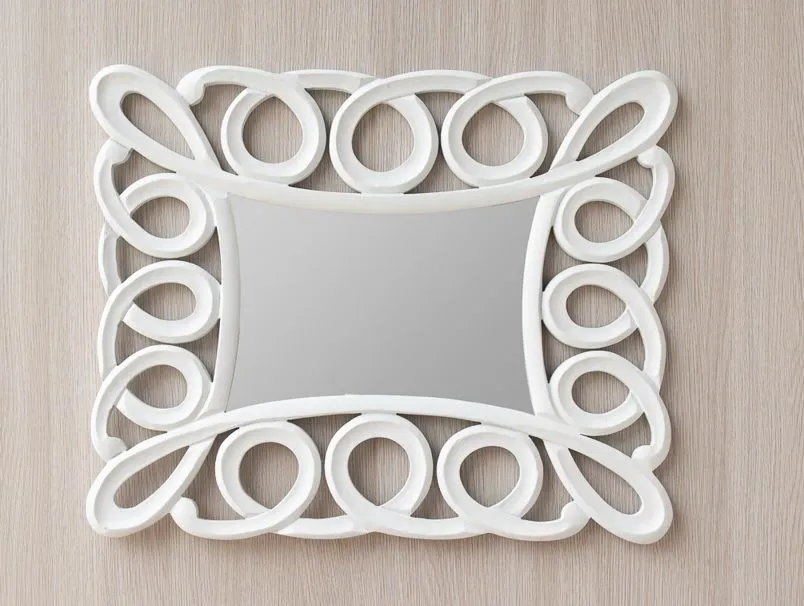 Swirl Edge White Framed Mirror