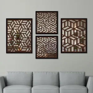 The WoWart Wooden Wall Mirror Hangings - Wall Frames for Wall Decor/Wooden Art with Acrylic Mirror/Framed Wall Mirror for Home Decor (13x19 / 13x13 inches, WDJ - 1.30)
