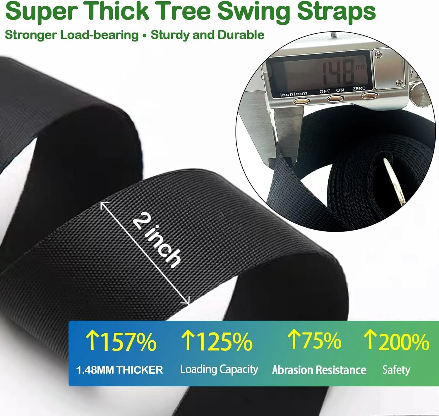 Tree Swing Straps Hanging Kit - 3FT/8FT/15FT/20FT/30FT, Strong & Durable - Holds up to 5000Lbs - Adjustable Tree Swing Straps Fit for All Swings, Hammocks, Safer & Easy Installation(3 FT)