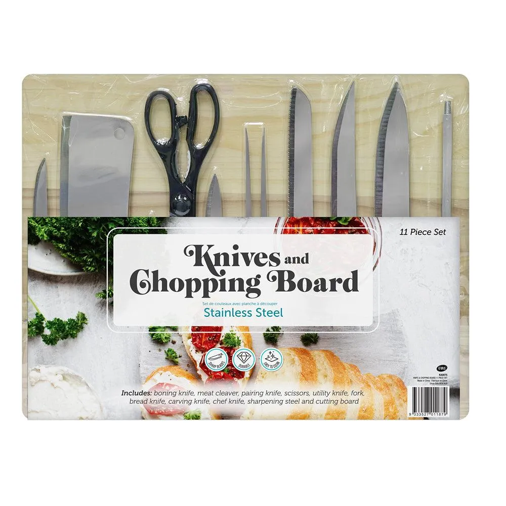UBL Knives and Chopping Board Set | 11 Piece Set
