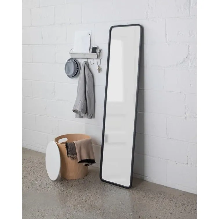 VENETIAN IMAGE Rectangular Engineered Wood Mirror for Elegant Foyer Decor Sleek Border with Curved Corners in Black Matt PU Paint | 62x14.5 Inches|